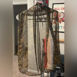 Olive paisley sheer scarf 100% polyester